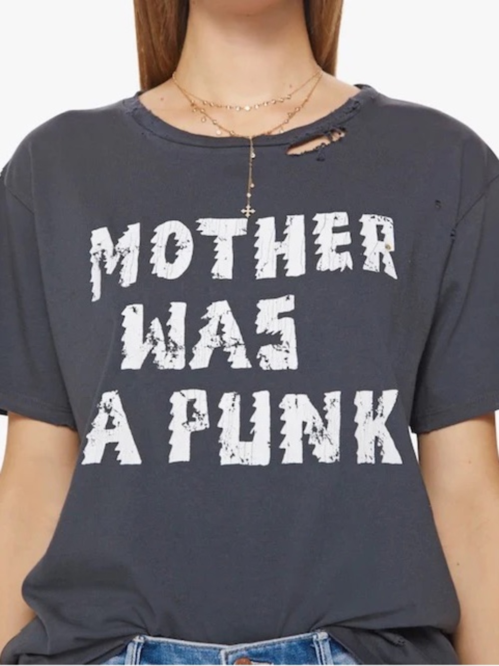 MOTHER Distressed Graphic Crewneck Tee